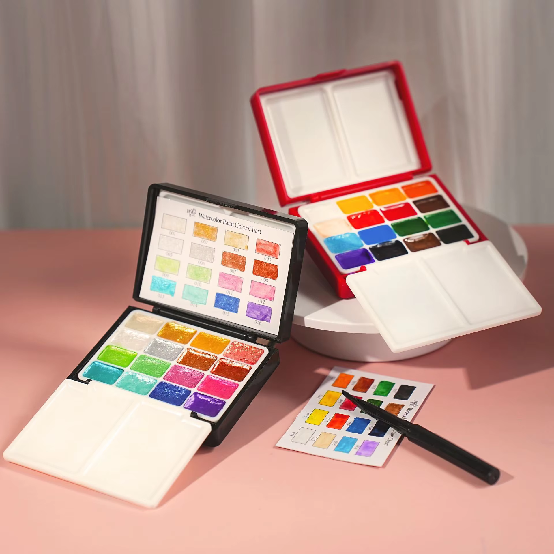 Kit de peinture à l'aquarelle solide professionnel de 32 couleurs, 0,5 ml, boîte pliable portable, outils de peinture pour artistes débutants et professionnels