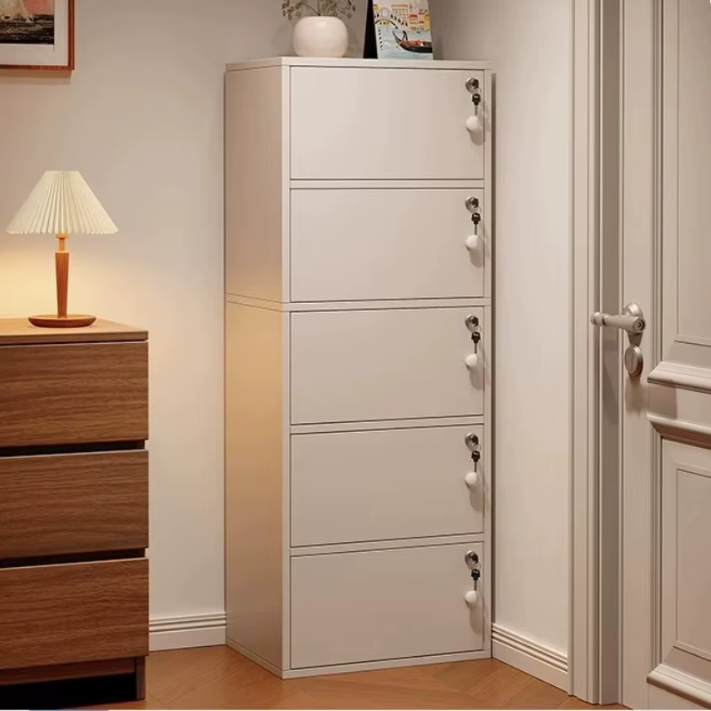 Armoire de rangement simple et moderne avec serrure pour chambre à coucher, salon, mur ou coin de balcon, petite étagère, mobilier de maison