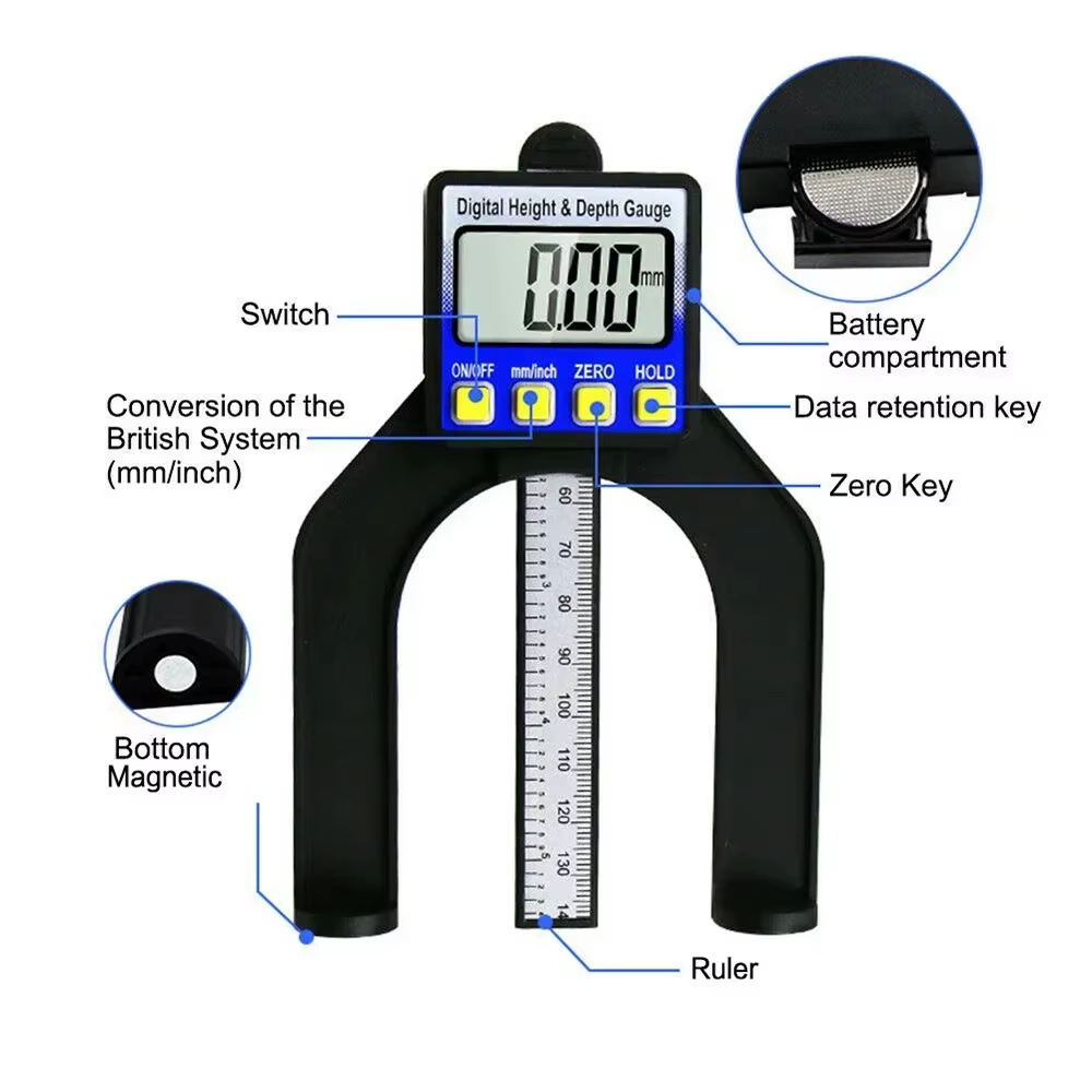 ETOPOO 80CMLCD magnétique auto-baste ouverture routeurs à main Instrument de mesure jauge de profondeur numérique