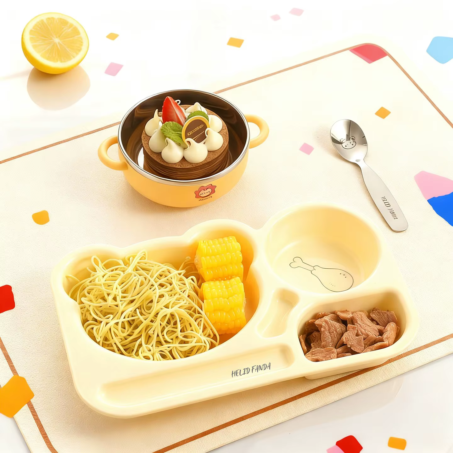 Assiette à dîner en plastique à compartiments, grande capacité, pour enfants, assiette à fruits et salades, assiette à petit-déjeuner réutilisable, compatible micro-ondes