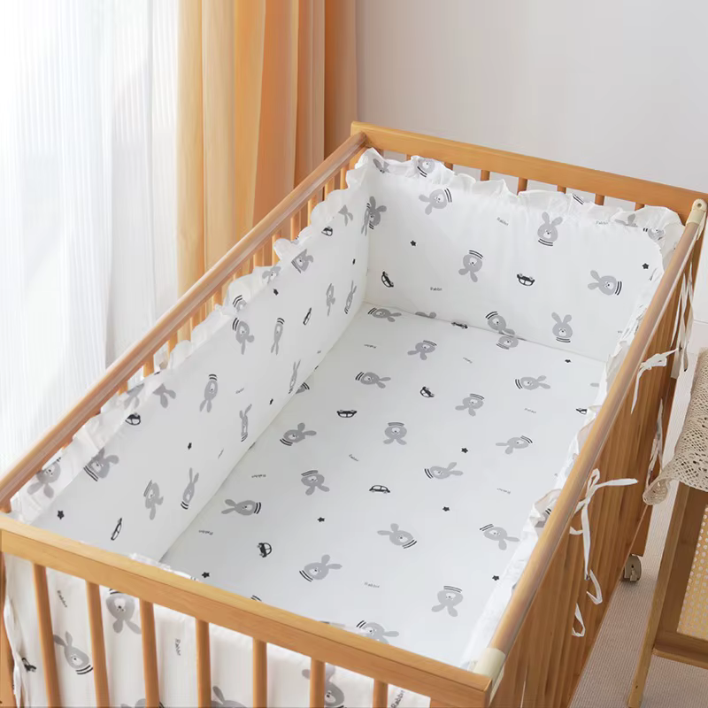 Ensembles de literie pour berceau de bébé, 5 pièces, dessin animé, décoration de chambre, pare-chocs de lit de bébé en coton pour enfants (4 pare-chocs + drap)