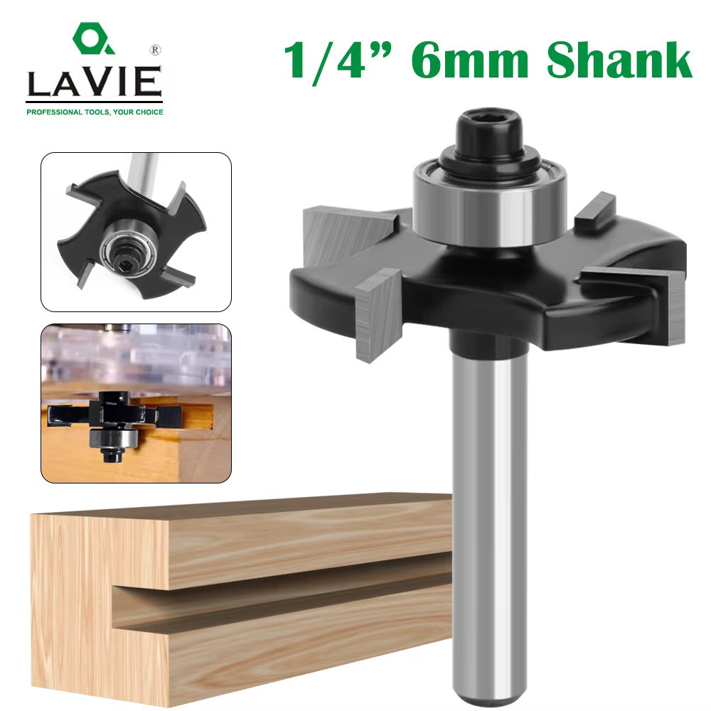 LAVIE 1/4 6mm 6.35mm tige quatre lames t-slot fente Cutter joint rainurage routeur peu hauteur fraise travail du bois