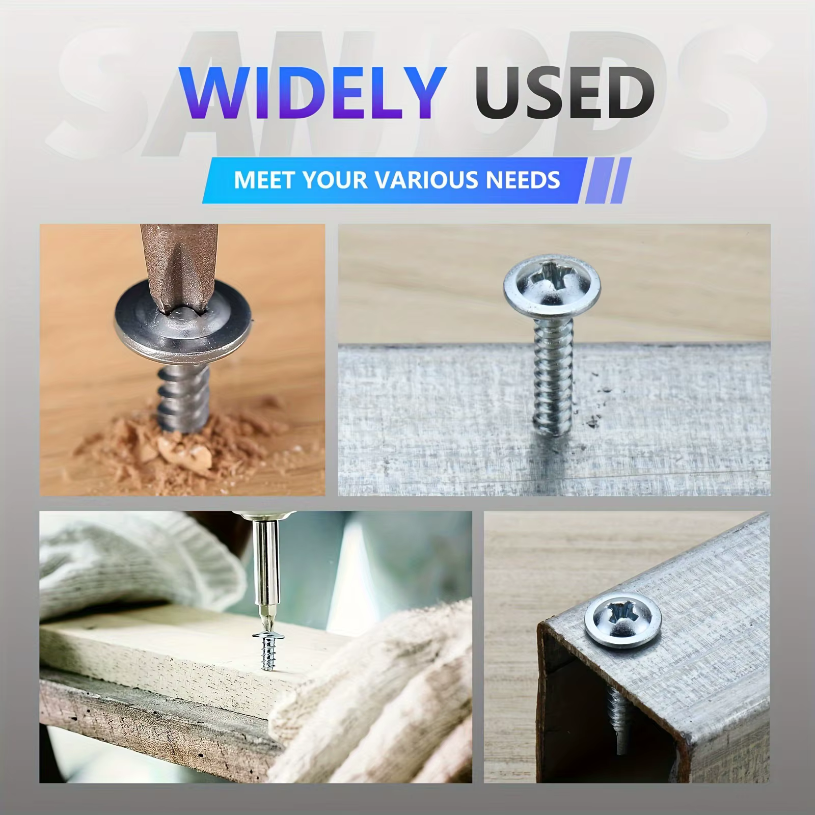 Kit d'assortiment de vis à tôle à tête de treillis modifiée