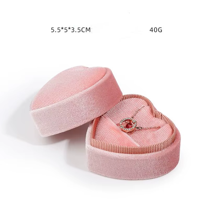 Boîte à bijoux en forme de cœur rose/vert