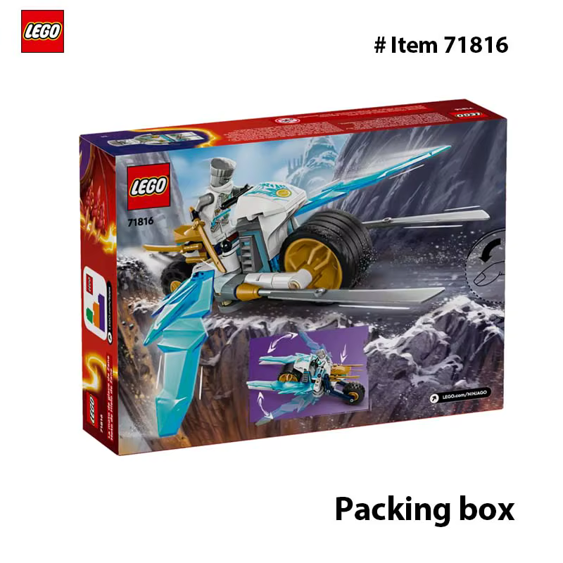 Jouet de moto de glace LEGO 71816 NINJAGO Zane, modèle de véhicule unisexe inclus, cadeau de ninja pour les enfants de 7 ans, 1 figurine