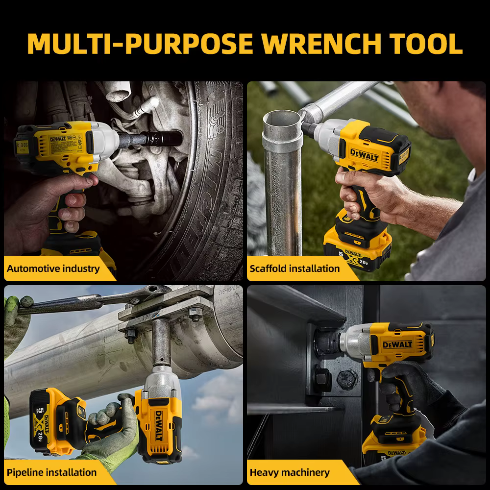Dewalt DCF892 clé à chocs sans fil sans brosse à couple élevé 20V batterie outil électrique 812N.m clé dynamométrique Portable puissante