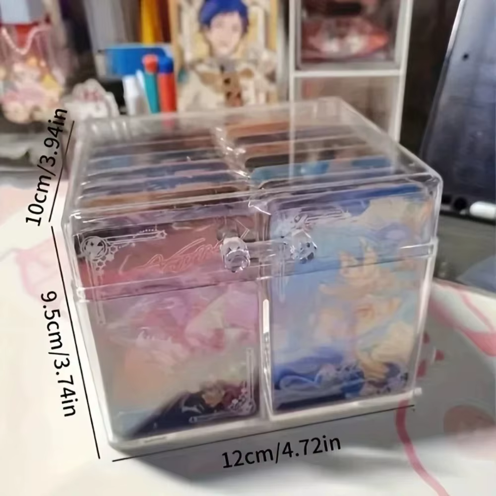 Boîte de rangement transparente en acrylique pour cartes, capacité de 400 cartes postales, 12x10,5 cm, étui de présentation avec 2 compartiments pour cartes postales/Photos