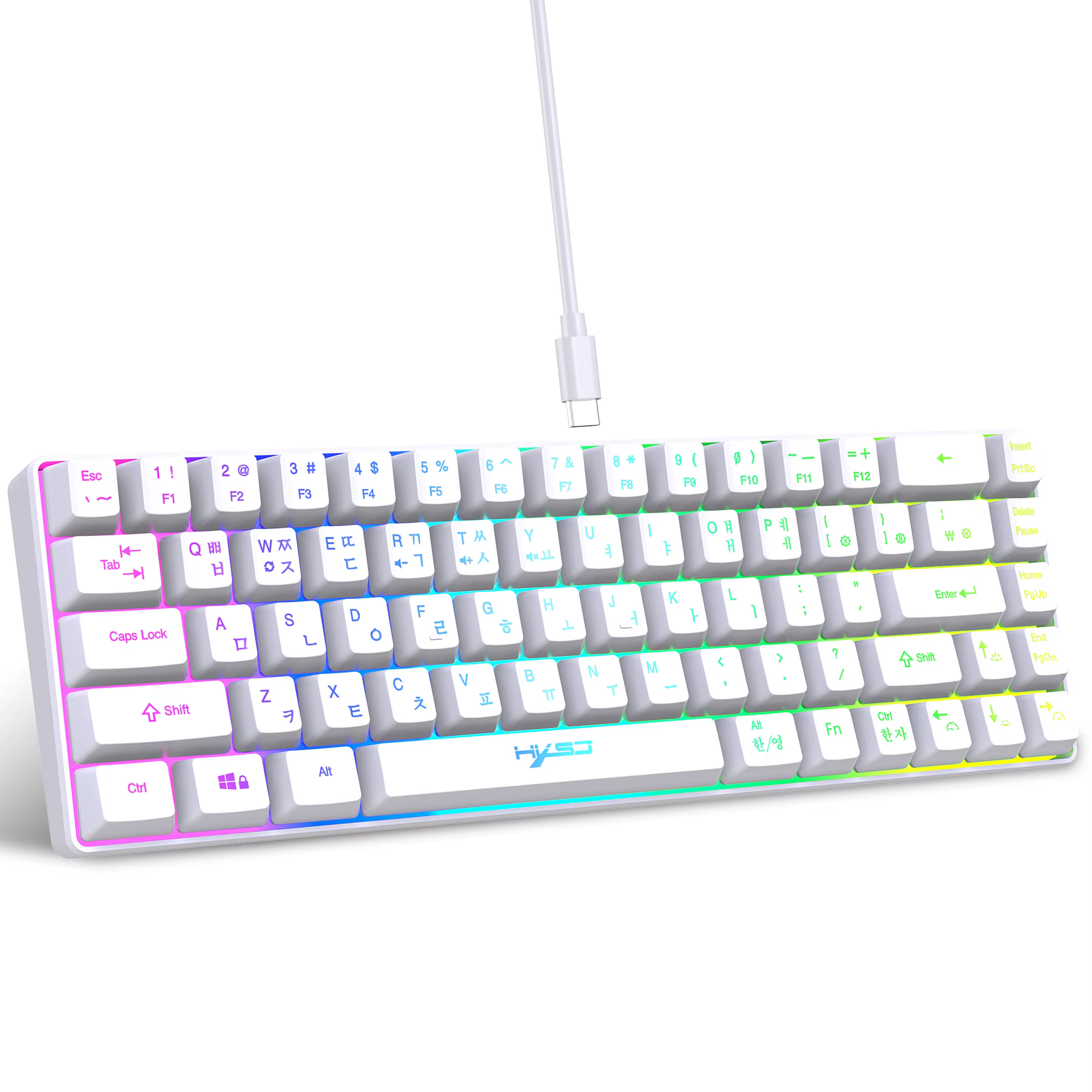 68 touches clavier de jeu USB filaire Portable 20 RGB rétro-éclairage coréen russe anglais