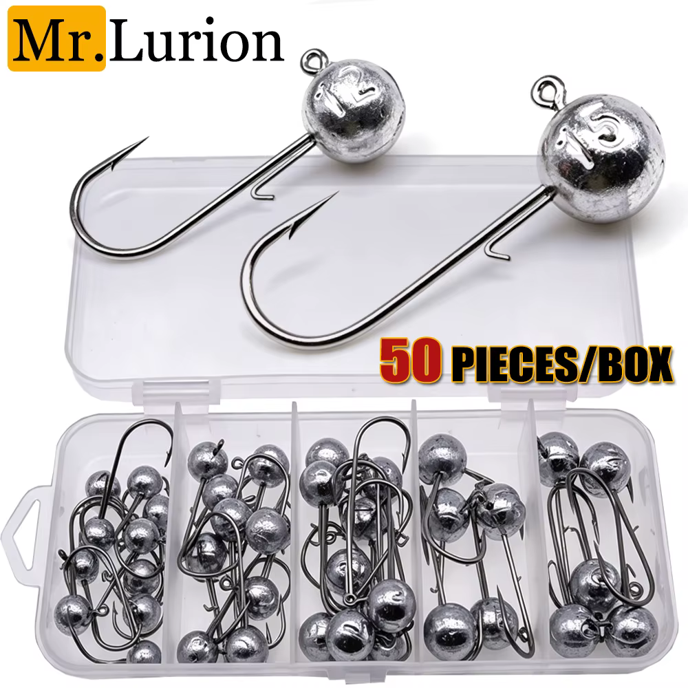 Kit d'hameçons à tête plombée Mrlurion en boîte