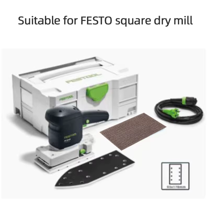 Papier abrasif sec rectangulaire 90 × 180mm maille sable 80-400 grain dos polaire aspirateur adapté au ponceuse Festool