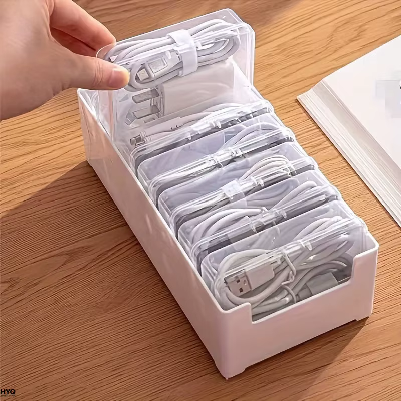 1 ensemble de boîtes de rangement pour câbles de données avec 7 petites