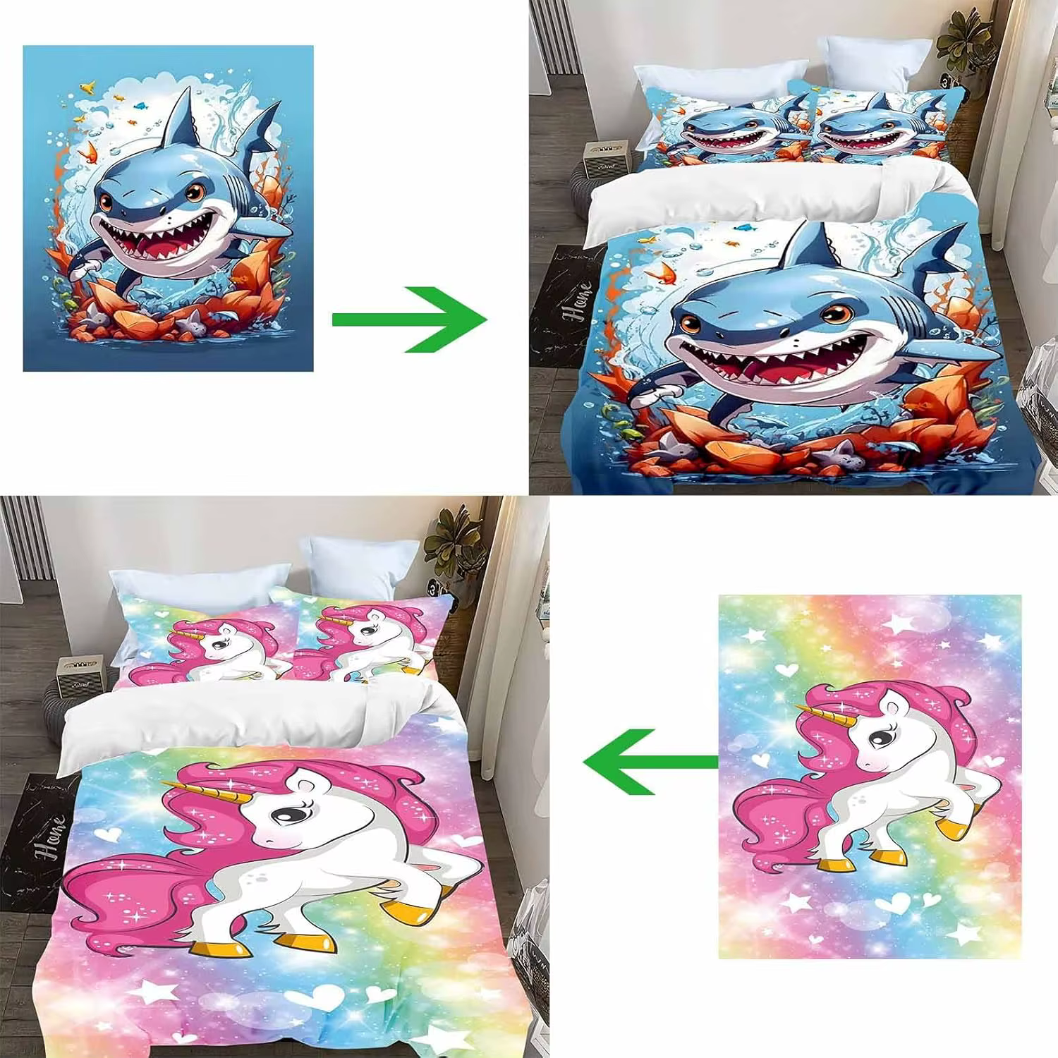 Ensemble de literie sur mesure à thème de dessins animés, housse de couette à motifs mignons, cadeau parfait pour les adolescents et les enfants
