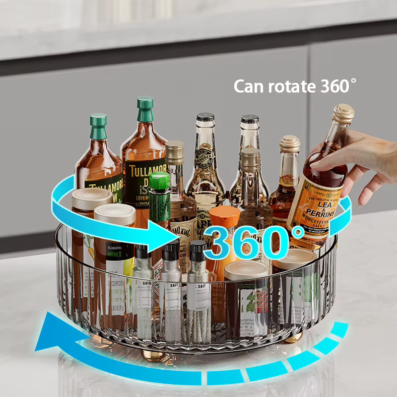 Étagère à épices rotative pour cuisines domestiques, plateau de rangement multifonctionnel pour bouteilles et bocaux à épices, et cosmétiques
