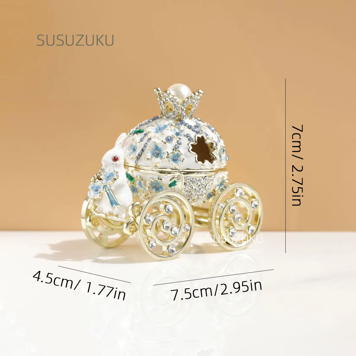 SIQIZHOU boîte à bagues de mariage fleur de cerisier lapin chariot