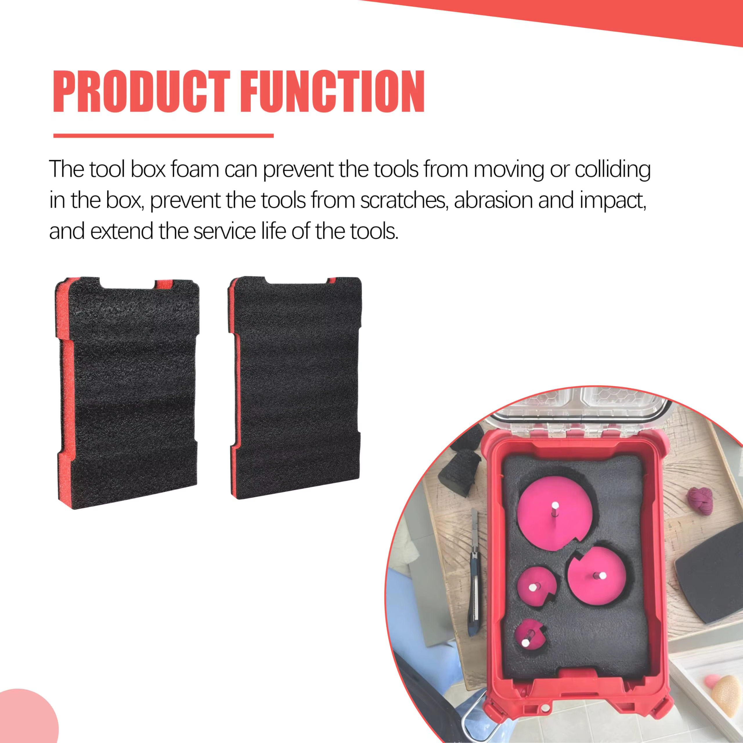 Inserts en mousse compatibles avec la boîte à outils Milwaukee Packout 48-22-8435