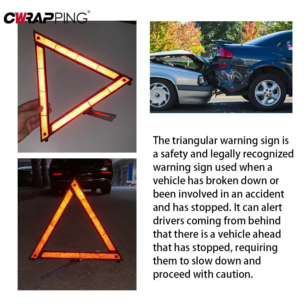 Triangle de voiture trépied d'avertissement réfléchissant pliable