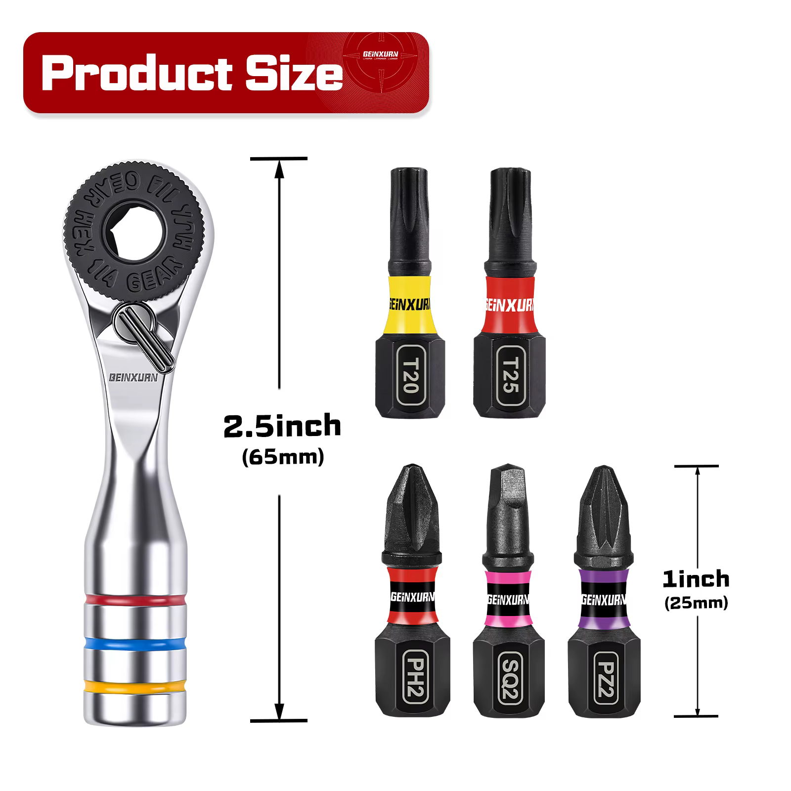 Geinxurn – Lot de 6 mini clés à cliquet