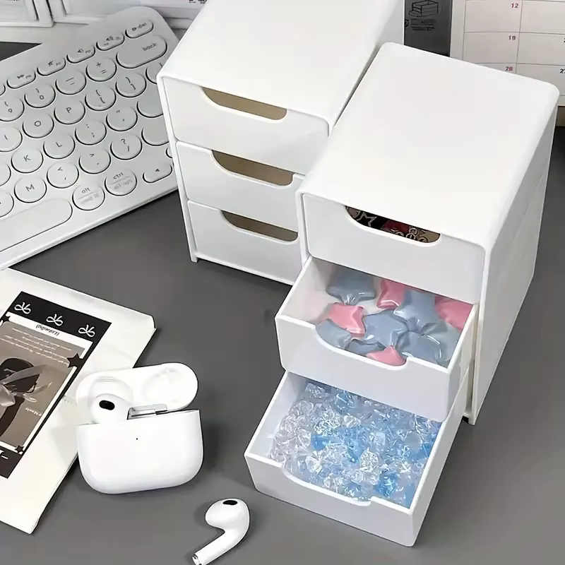 Boîte de rangement de cosmétiques en plastique à 3 niveaux
