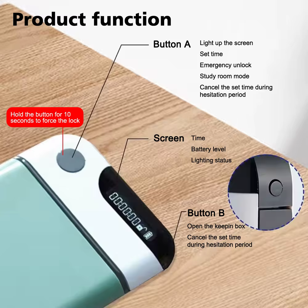 Boîte de verrouillage pour téléphone Portable, minuterie, boîtier de verrouillage pour Smartphone, coffre-fort chronométré, autodiscipline, boîte de maintien, limite, utilisation pour téléphones porta