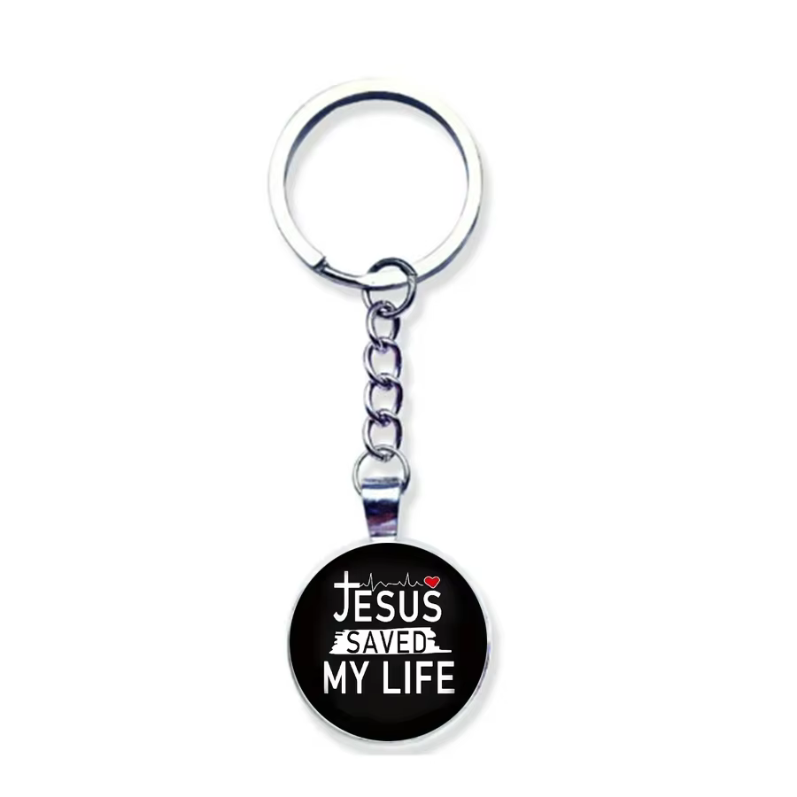 Pendentif clé en alliage lettre anglaise fleur, clé ronde en verre