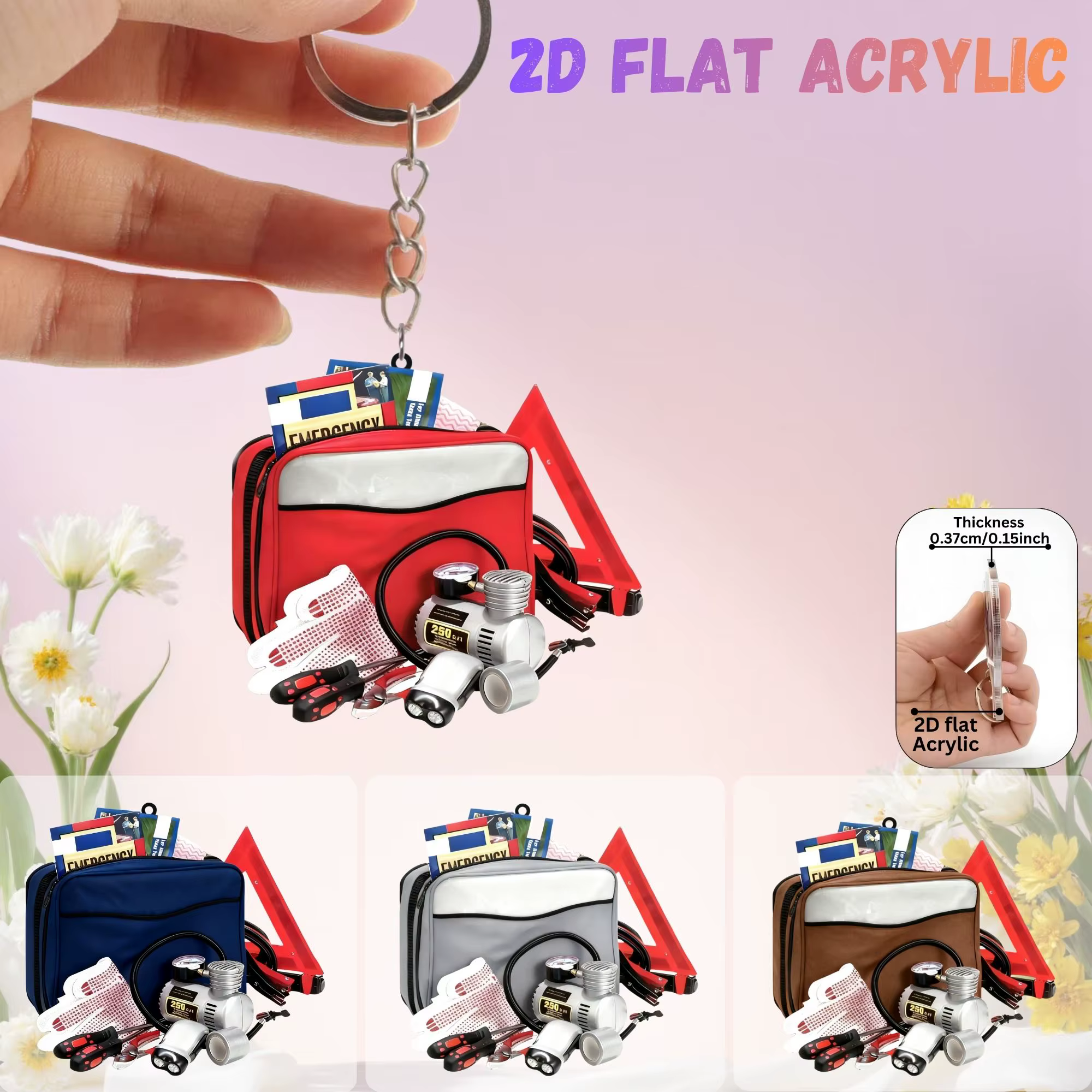 Porte-clés 2D pour kit d'urgence automobile