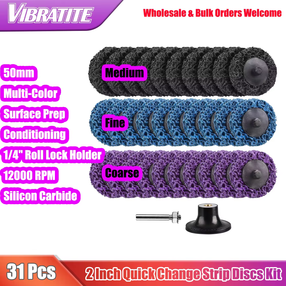 31 pcs. 2 in. drill quick-change easy stripper discs Roue de décapage avec disques de meulage de 1/4 in. Accessoire