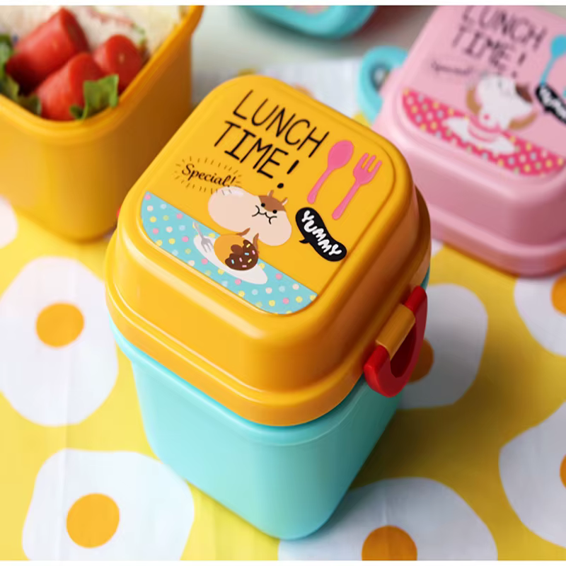 Boîte à lunch en plastique sain de dessin animé pour enfants