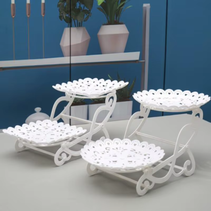 Plats de support de gâteau Chi Snacks, assiettes en plastique, bonbons, salon, maison, assiette de fruits à trois couches, panier de fruits moderne créatif