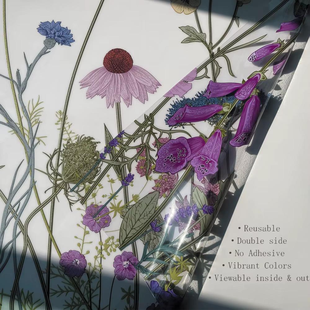 Film de bordure de vitrail floral coloré