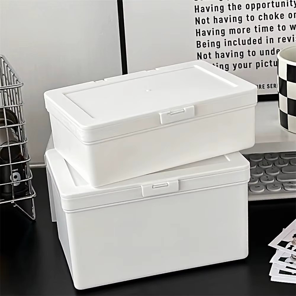 Boîte de rangement à couvercle rabattable blanc