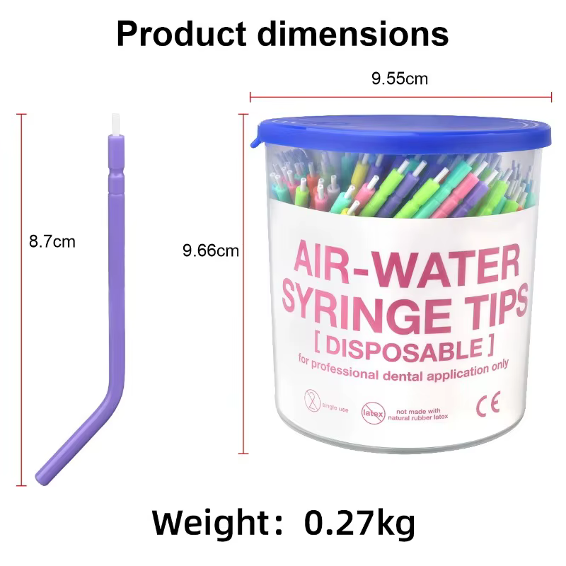 1 boîte de pistolets dentaires jetables à trois utilisations, 250 sachets/seau, avec embout et tube, pour fauteuil dentaire, colorés