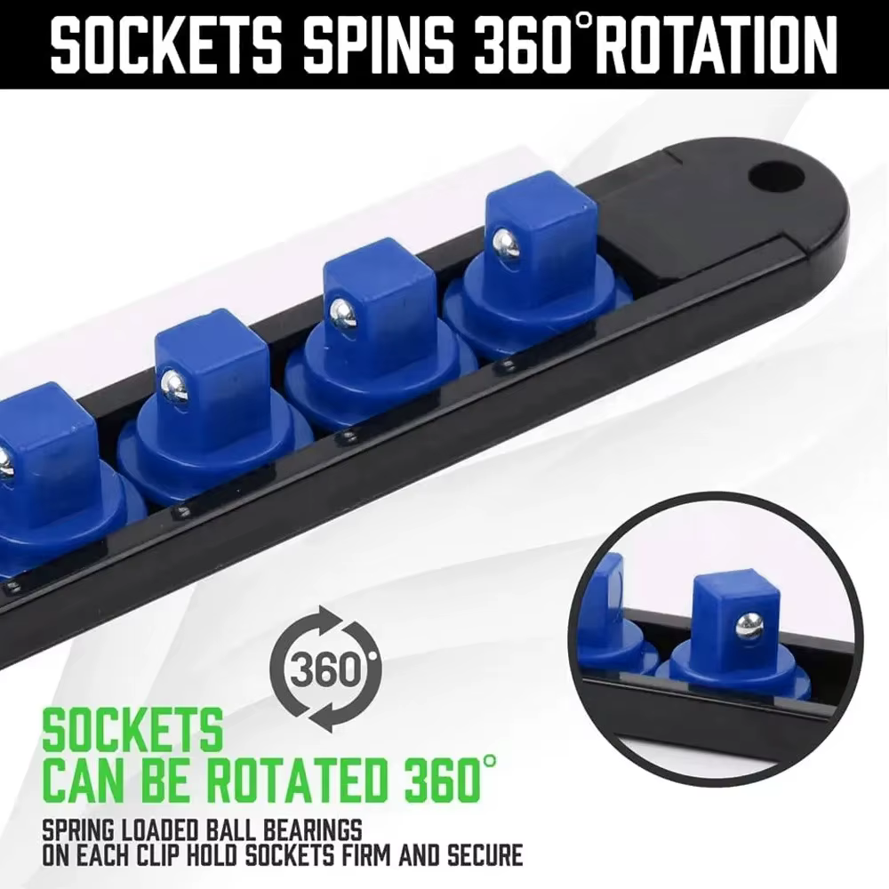 Organisateur de douilles ABS 360 ° Pivotant 1/4 pouces 3/8
