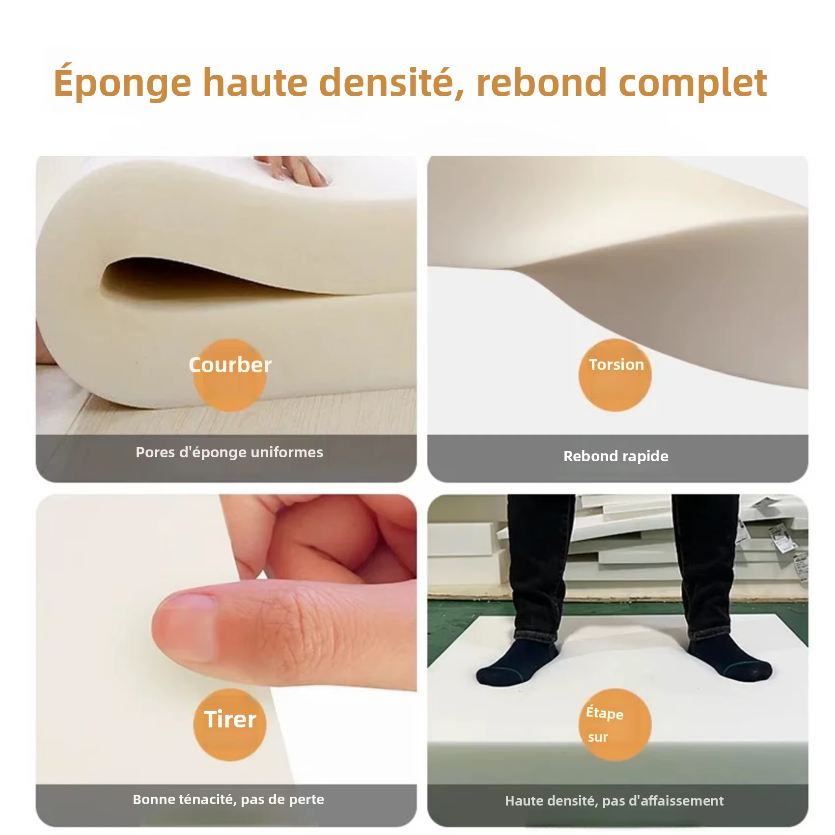 Éponge en mousse blanche haute densité 45D