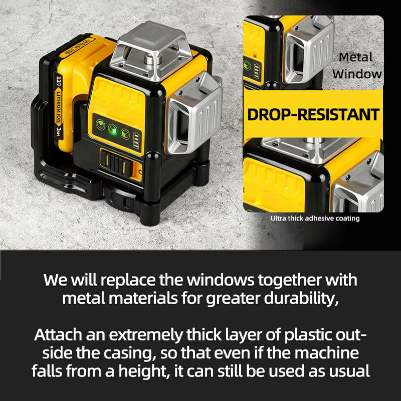 Niveau laser à 12 lignes pour DEWALT DW089LG, niveau laser auto-nivelant 360° horizontal et vertical, batterie 12V