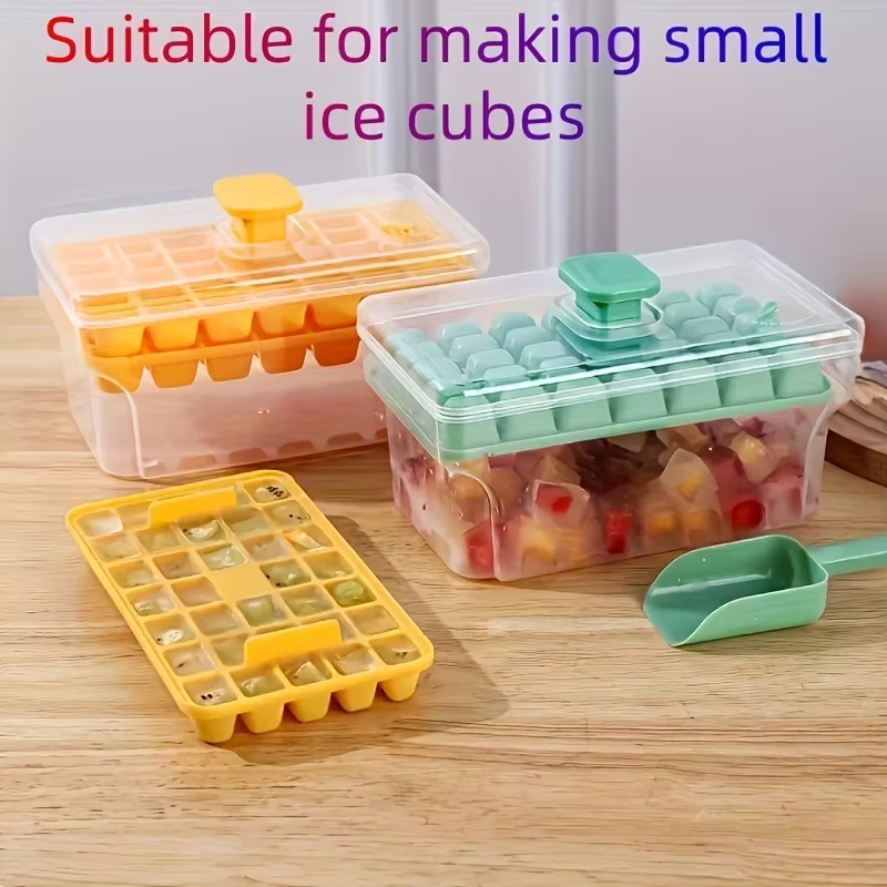 Plateaux à glace pour congélateur avec couvercle et bac