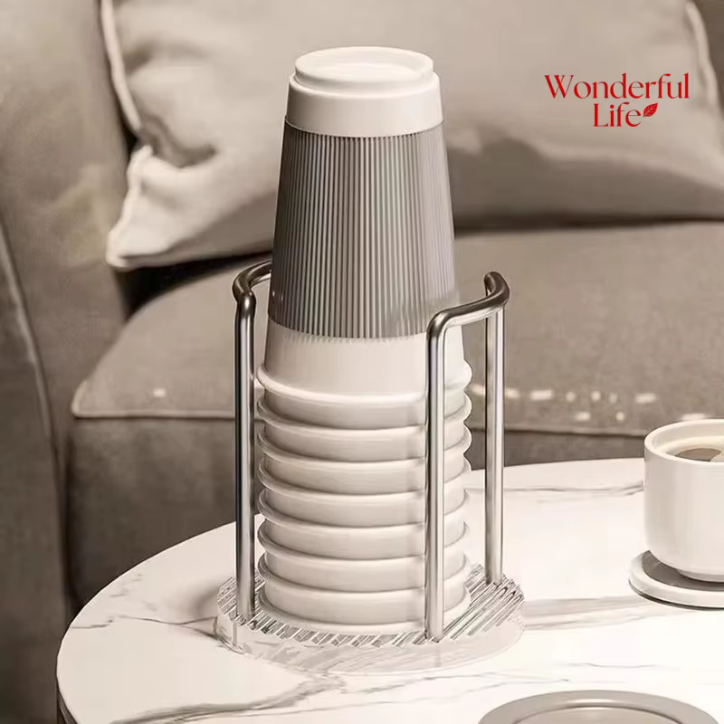 Porte-gobelet en papier minimaliste, support de rangement de gobelets jetables pour la maison, support de rangement multifonctionnel pour tasses de café et de thé au lait de bureau