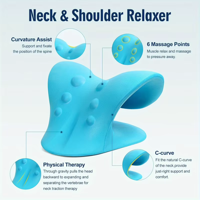 Oreiller cervical pour spondylite cervicale, correction de la courbure de la colonne vertébrale, correcteur de tête inclinée vers l'avant, masseur, support élastique pour le cou