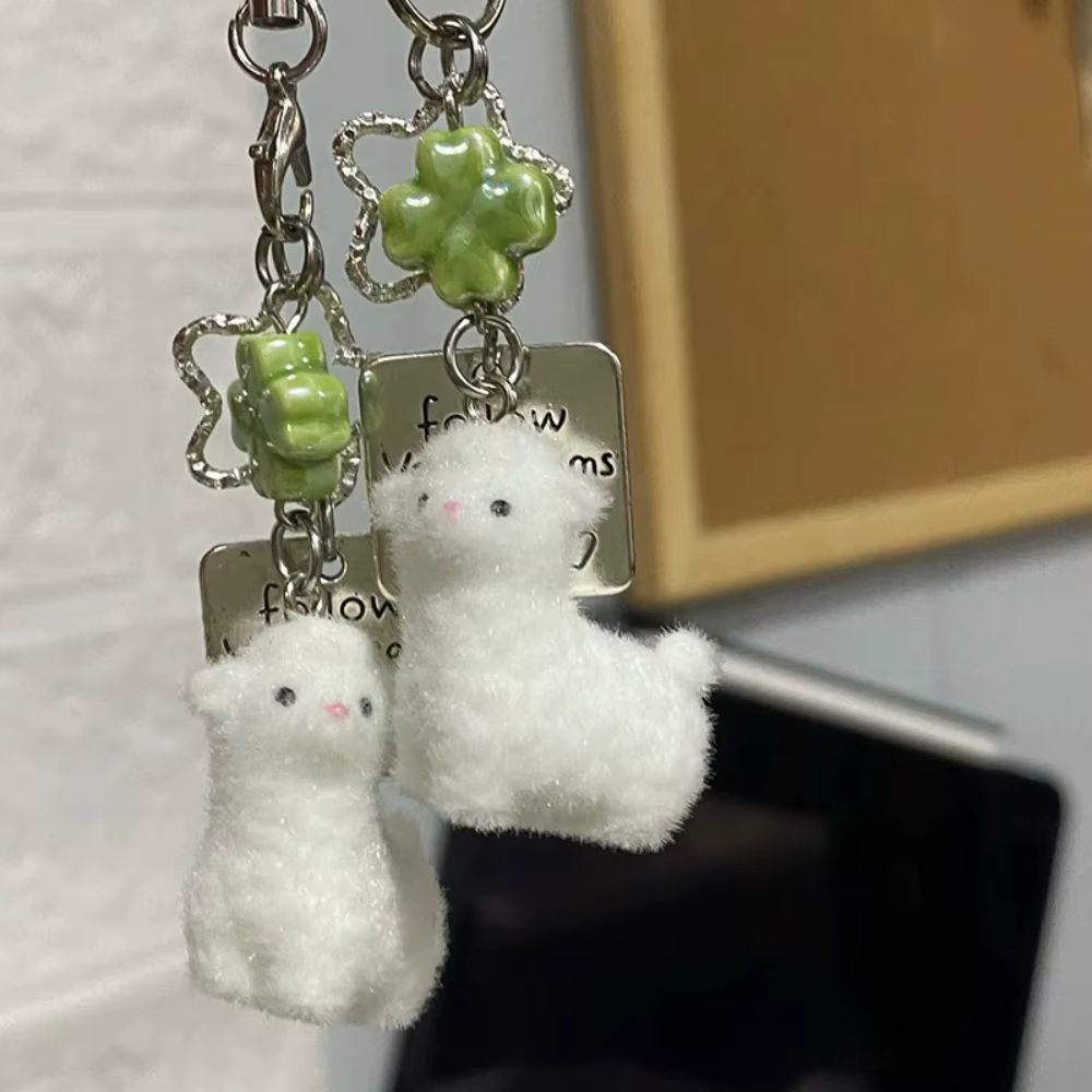 Porte-clés animal 3D, Porte-clés mouton floqué de haute qualité