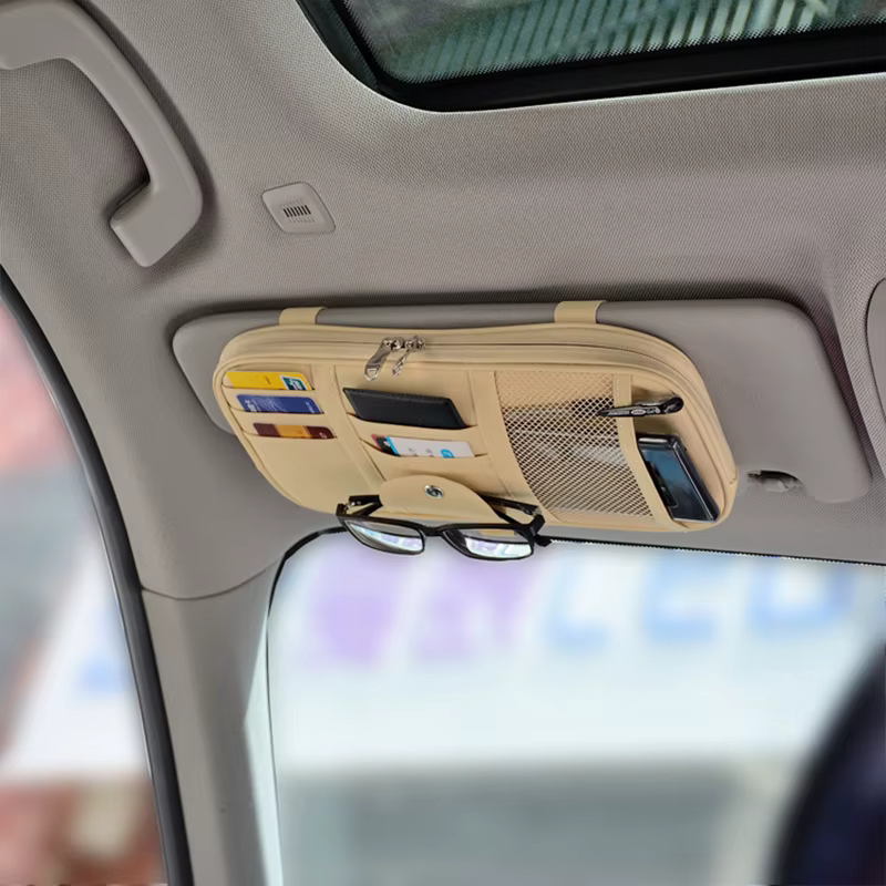 Sac de rangement pour pare-soleil de voiture, 1 pièce, sac de rangement pour cartes de voiture, sac pour cartes, porte-billet