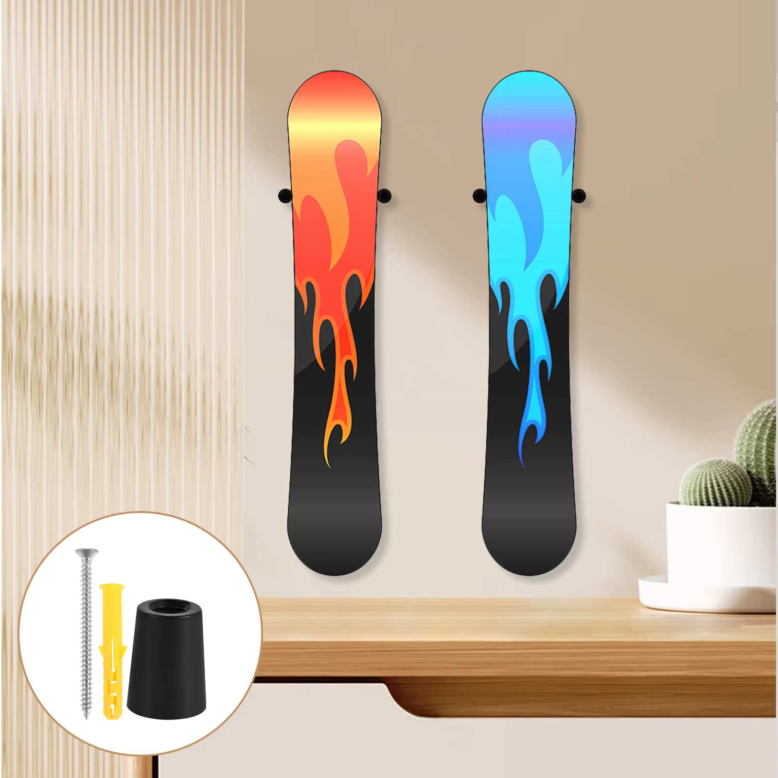 1 ensemble de supports muraux verticaux robustes pour skis, support multifonctionnel pour snowboard, pour garage, sous-sol, rangement d'équipements