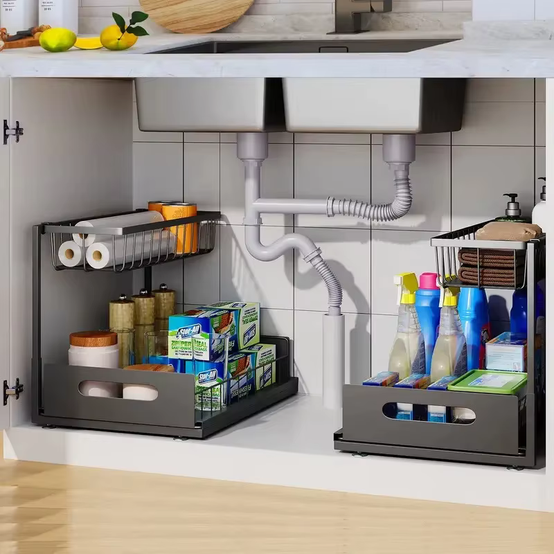 Outil magique de rangement de cuisine! Panier extractible Double couche sous l'évier