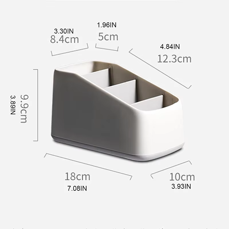Support de télécommande, boîte de rangement de bureau à 4 fentes, panier trapézoïdal pour télécommande TV, étui de rangement de papeterie pour maison et hôtel