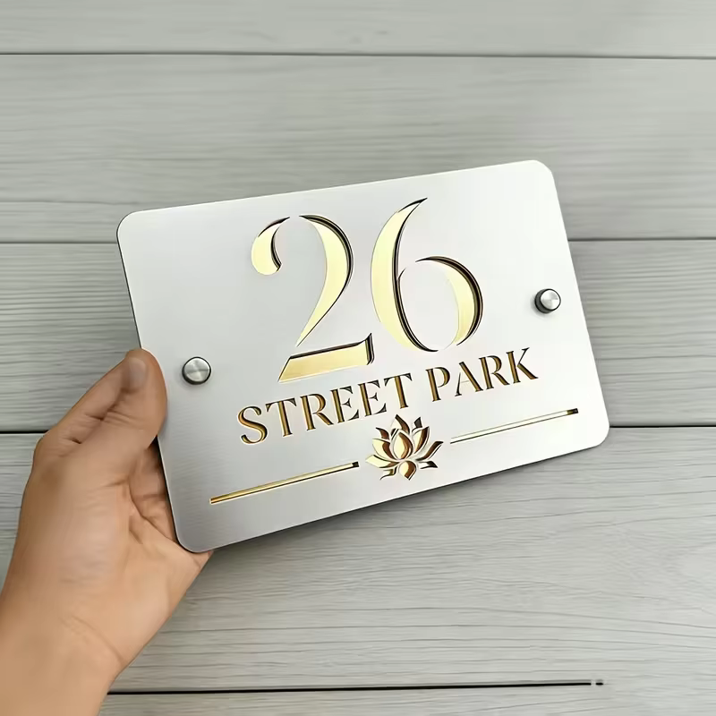 Panneau d'entrée résidentiel, panneau de porte d'entrée, panneau d'adresse moderne pour décoration extérieure de maison, panneau acrylique 3D personnalisé