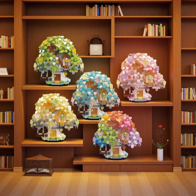 705 pièces, 5 types de blocs de construction en forme de maison dans les arbres Sakura