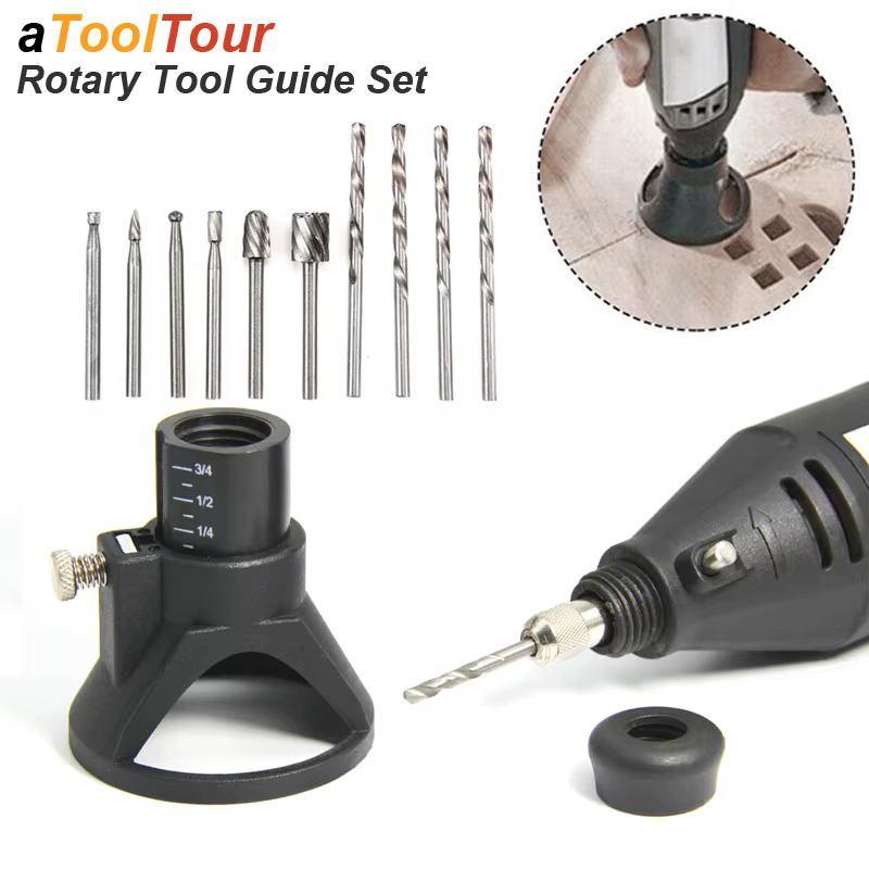 Routeur rotatif fraise Guide fixation foret hélicoïdal Kit d'outils de sculpture sur bois localisateur dédié outil