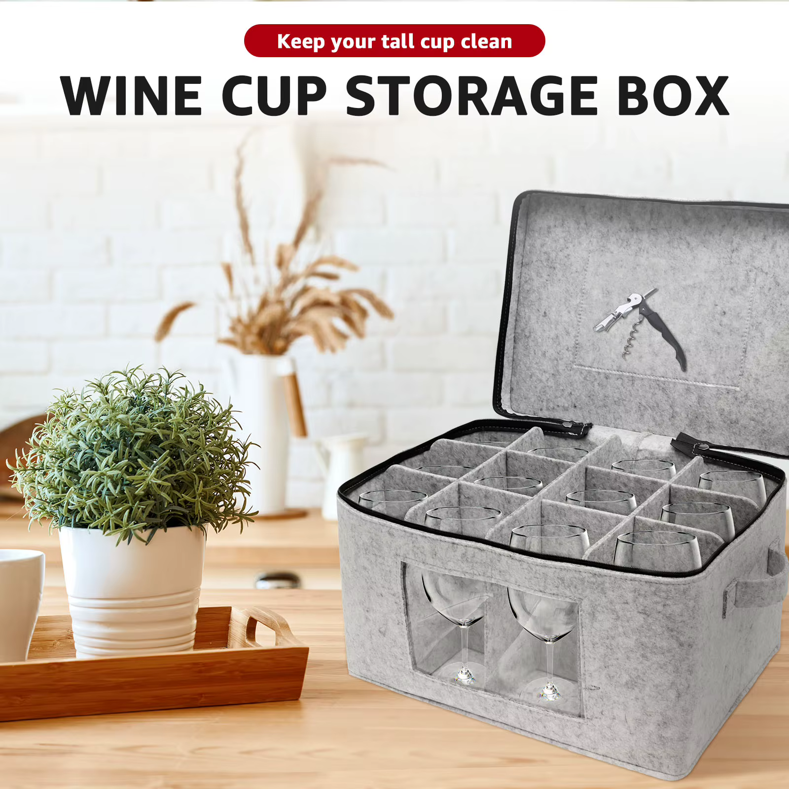 Boîte à verres à vin à 12 grilles, pliable, Portable, empilable, en feutre, organisateur de tasses à vin, peut contenir pour tasse, tasse à thé, petite pièce en céramique
