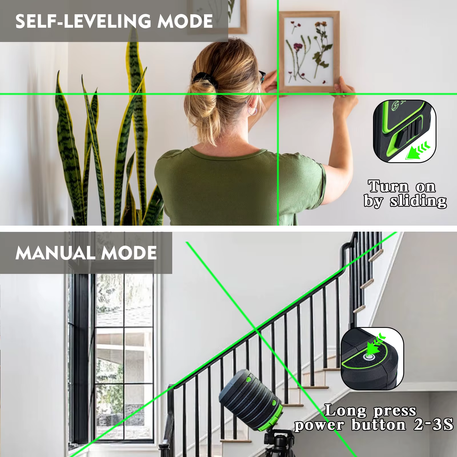Niveau laser à 2 lignes vert