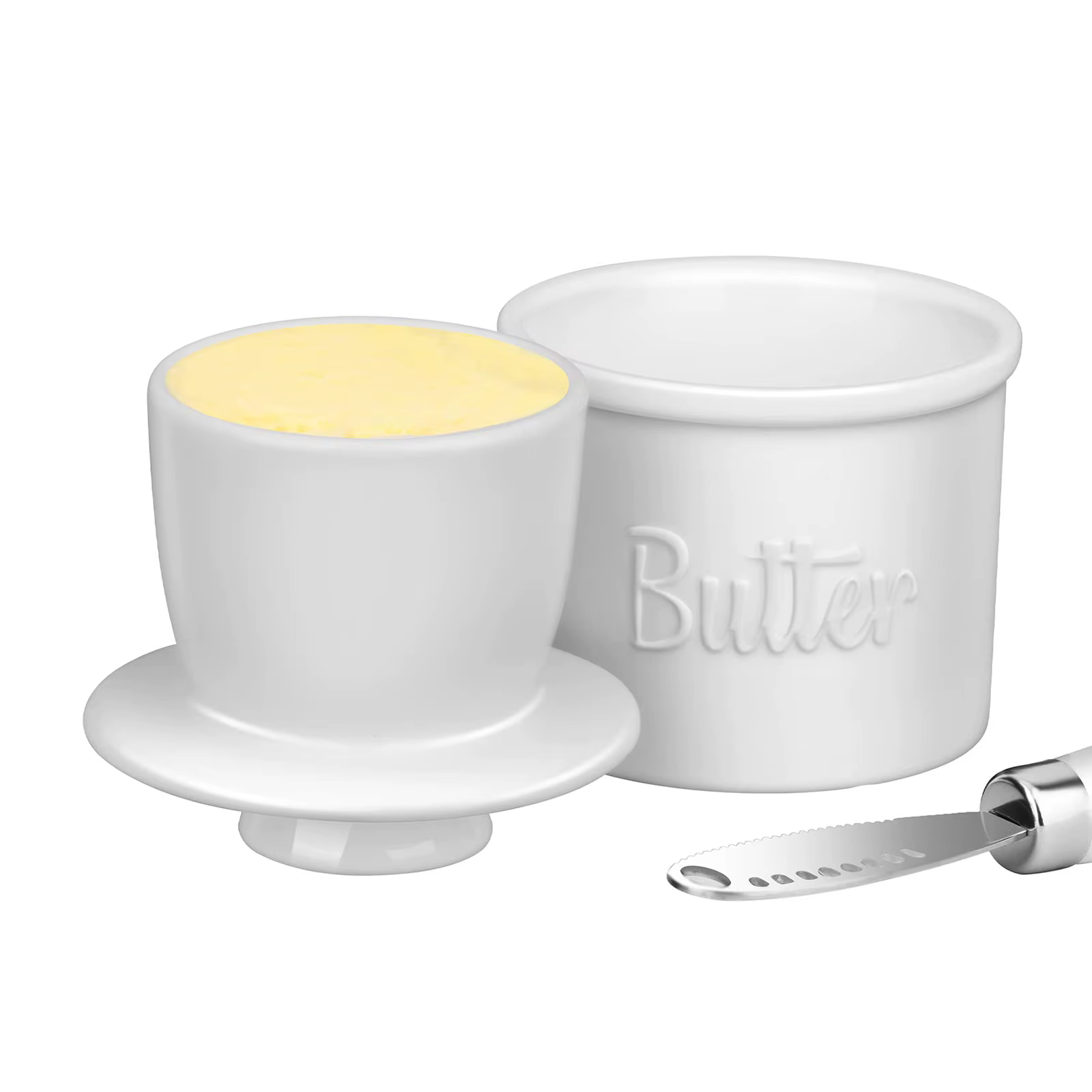 Pot à beurre français pour comptoir avec couteau à beurre à la demande