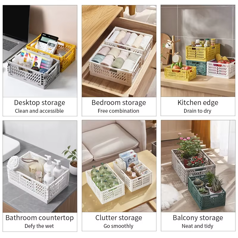 Panier de rangement pliable en plastique pour la maison