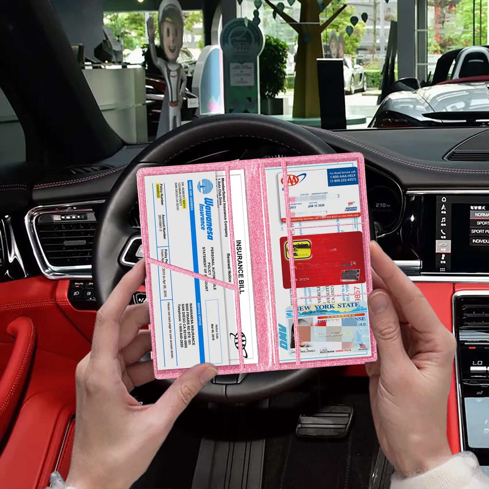 Porte-cartes d'immatriculation et d'assurance automobile